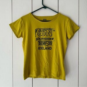66 North Women’s Baby Tee T-Shirt Sz M-L Chartreuse Granola Girl